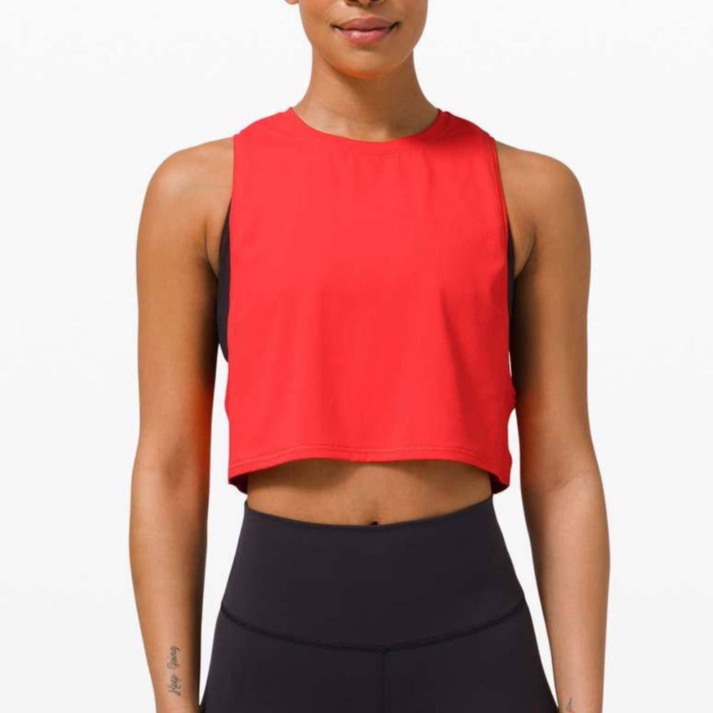 Lululemon neon coral crop top size 4